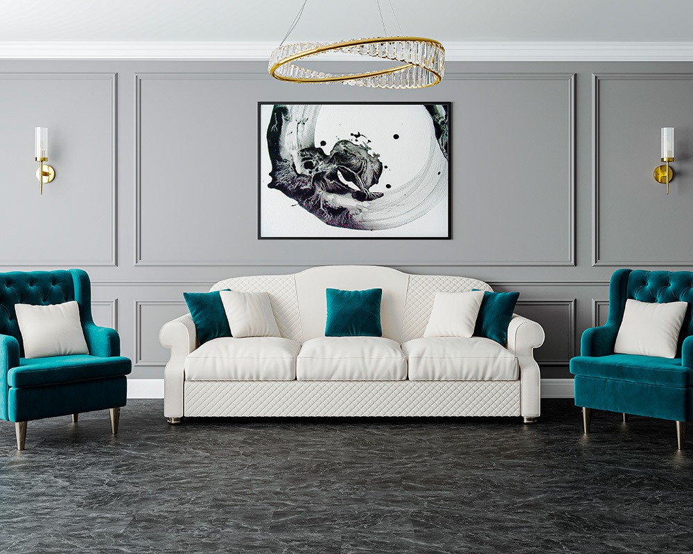 Кварцвиниловый SPC ламинат Alta Step Arriba Мрамор имперадор темный SPC 9909 610×305×5 фото в интерьере