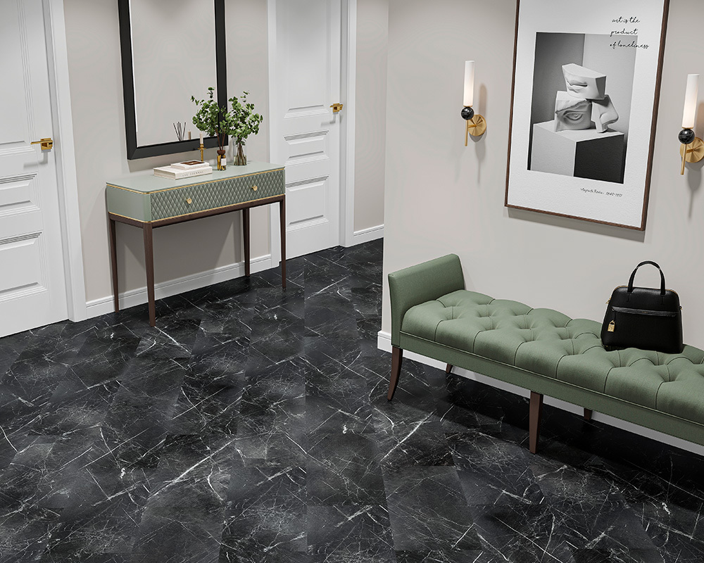 Кварцвиниловый SPC ламинат Alta Step Roca Оникс SPC1901 610×305×4.3 фото в интерьере