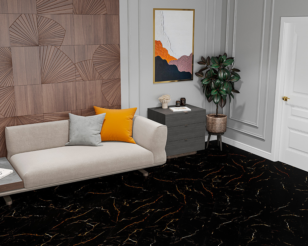 Кварцвиниловый SPC ламинат Alta Step Roca Шерл SPC1902 610×305×4.3 фото в интерьере