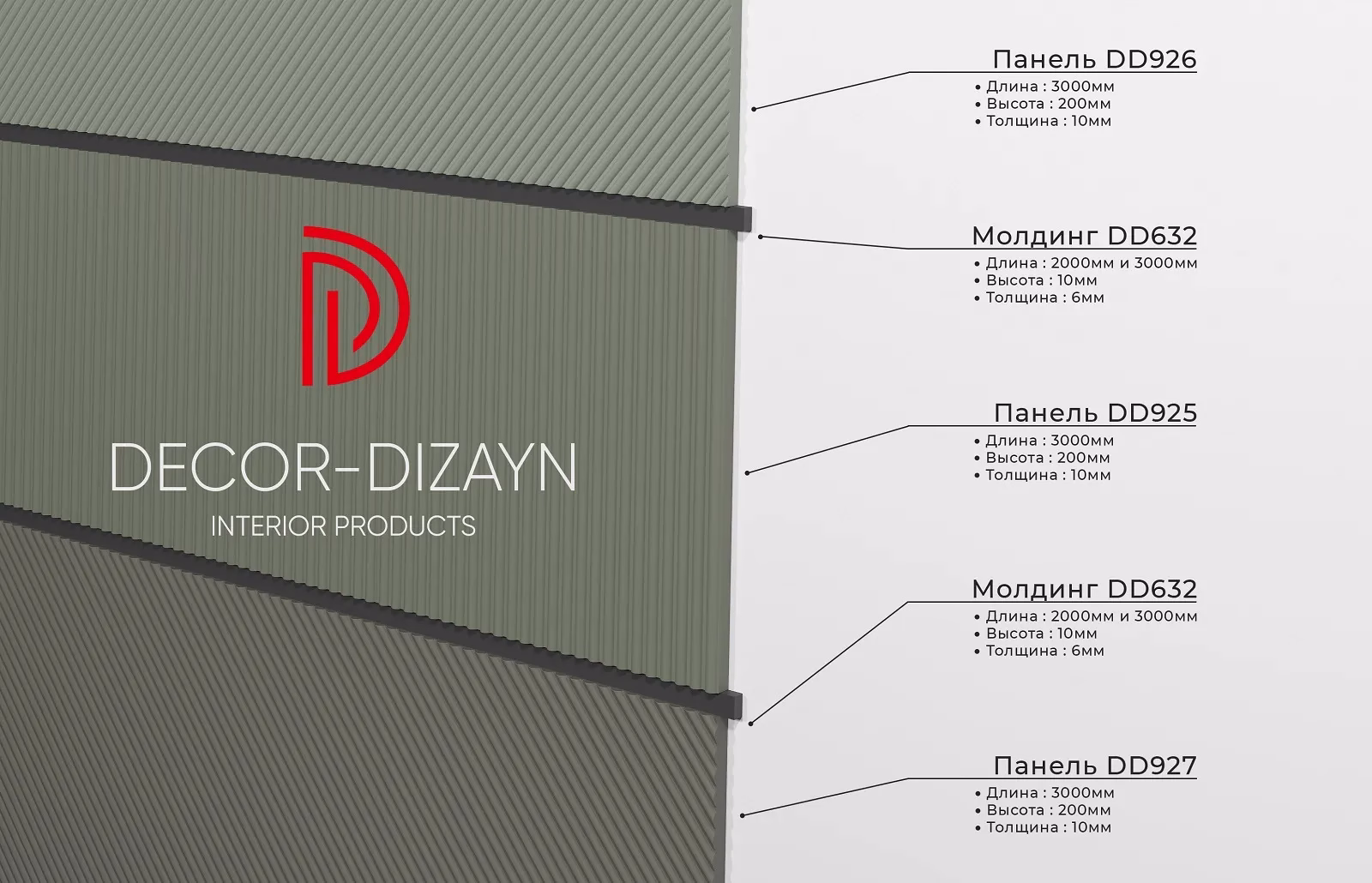 Стеновая панель из полистирола под покраску Decor-Dizayn Грани DD926 2000×200×10 фото в интерьере