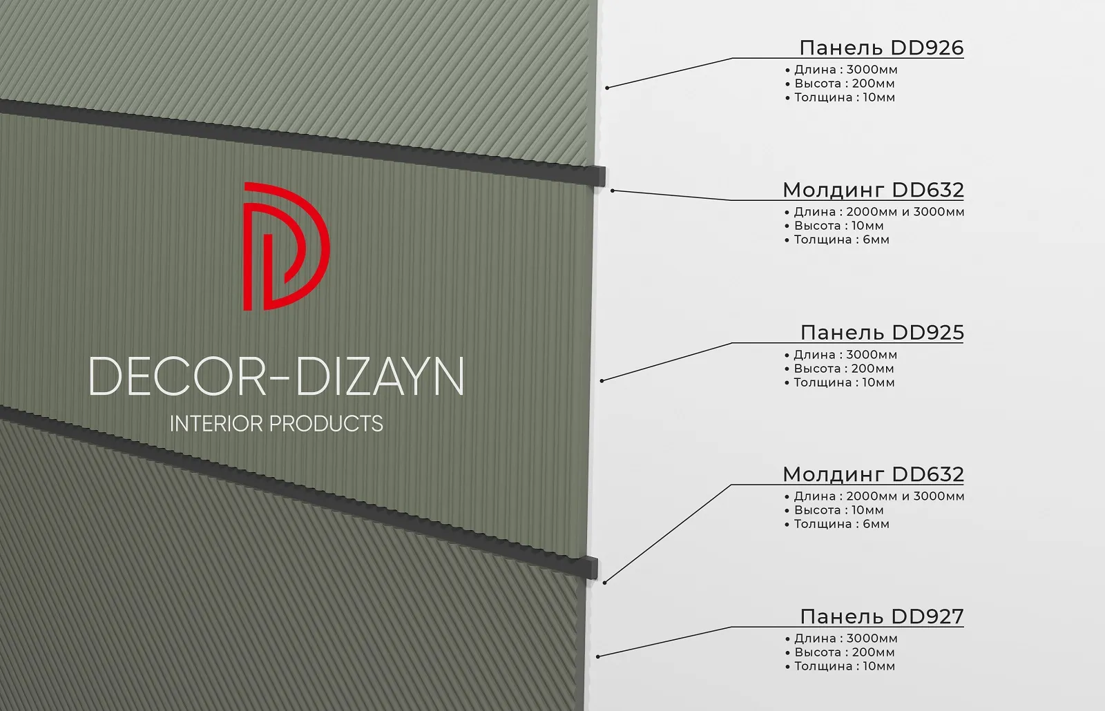 Стеновая панель из полистирола под покраску Decor-Dizayn Грани DD926 3000×200×10 фото в интерьере