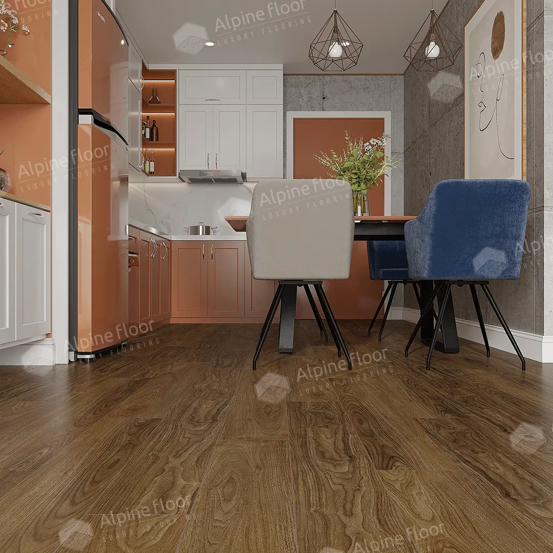 Кварцвиниловый SPC ламинат Alpine Floor Nut Ногуэра ECO 22-1 1220×183×4 фото в интерьере