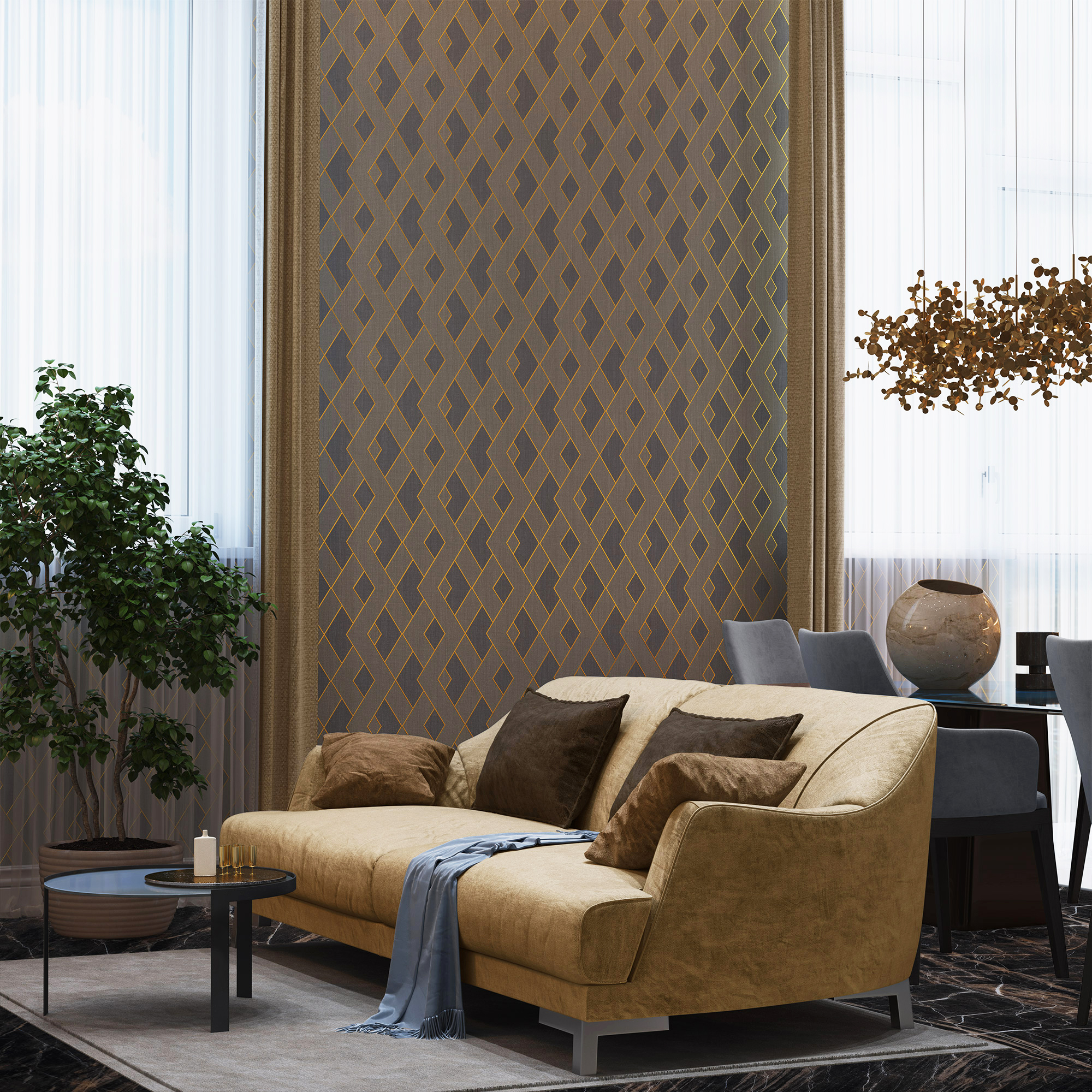 Обои Trendsetter Thom TH9721 10,05×0,53 фото в интерьере