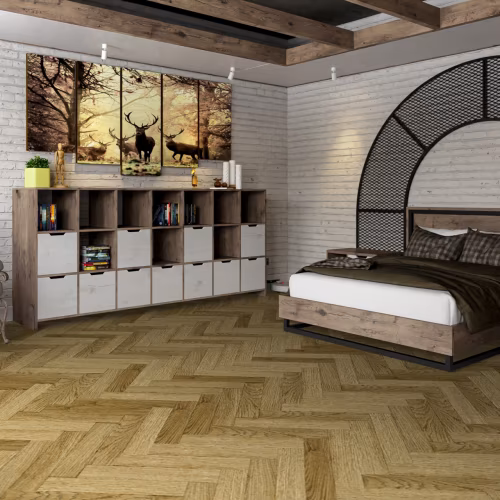 Кварцвиниловая плитка Damy Floor клеевая London LVT Шеффилд 190902EL-07-LVT венгерская елка 590×118×2,5