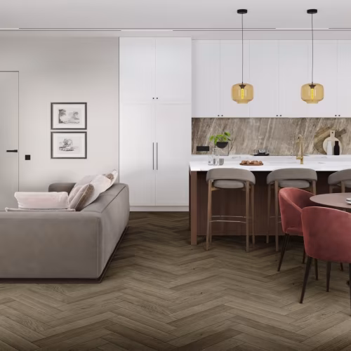 Кварцвиниловая плитка Damy Floor клеевая London LVT Оксфорд 200410EL-12-LVT венгерская елка 590×118×2,5