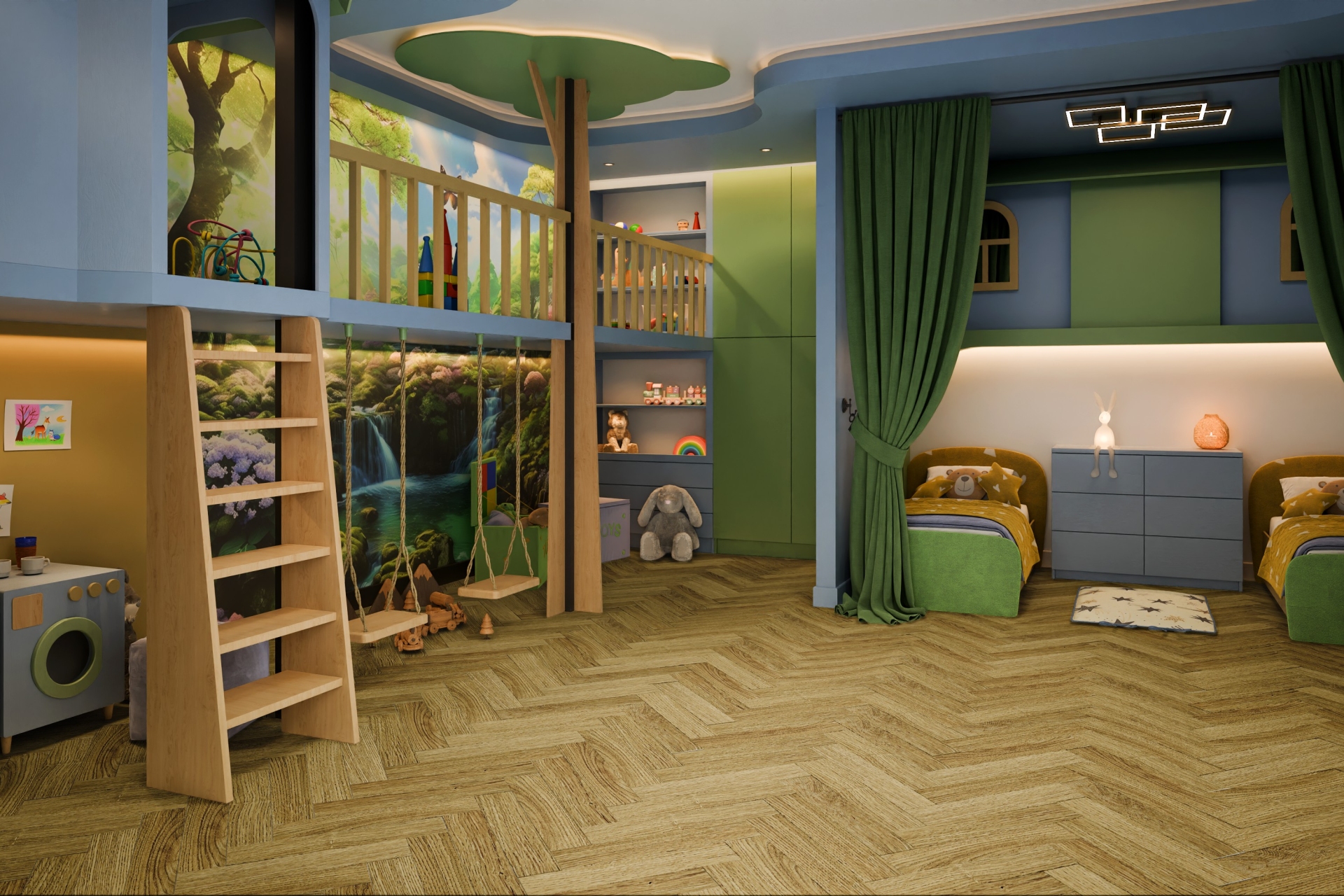 Кварцвиниловая плитка Damy Floor клеевая London LVT Манчестер Manchester 190902EL-06-LVT венгерская елка 590×118×2,5 фото в интерьере