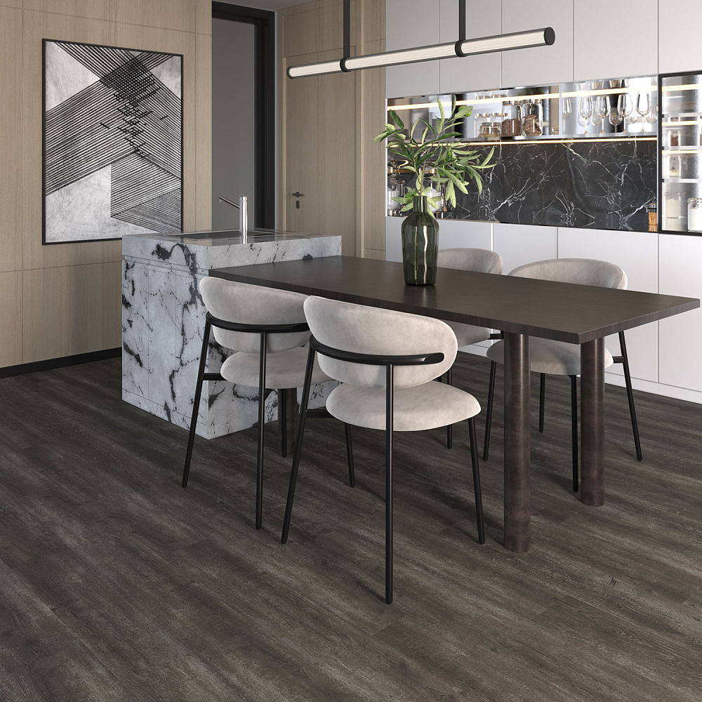 Кварцвиниловый SPC ламинат Alta Step Grandeza Дуб королевский SPC7707 1218×180×5 фото в интерьере