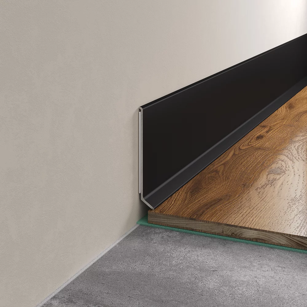 Плинтус алюминиевый Laconistiq Adhesive Черный RAL 9005 63-21-250 матовый 2500×80×10