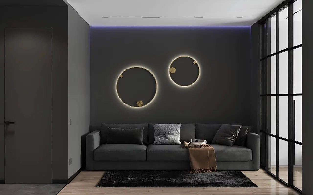 Плинтус алюминиевый Laconistiq Adhesive Черный RAL 9005 63-21-250 матовый 2500×80×10 фото в интерьере