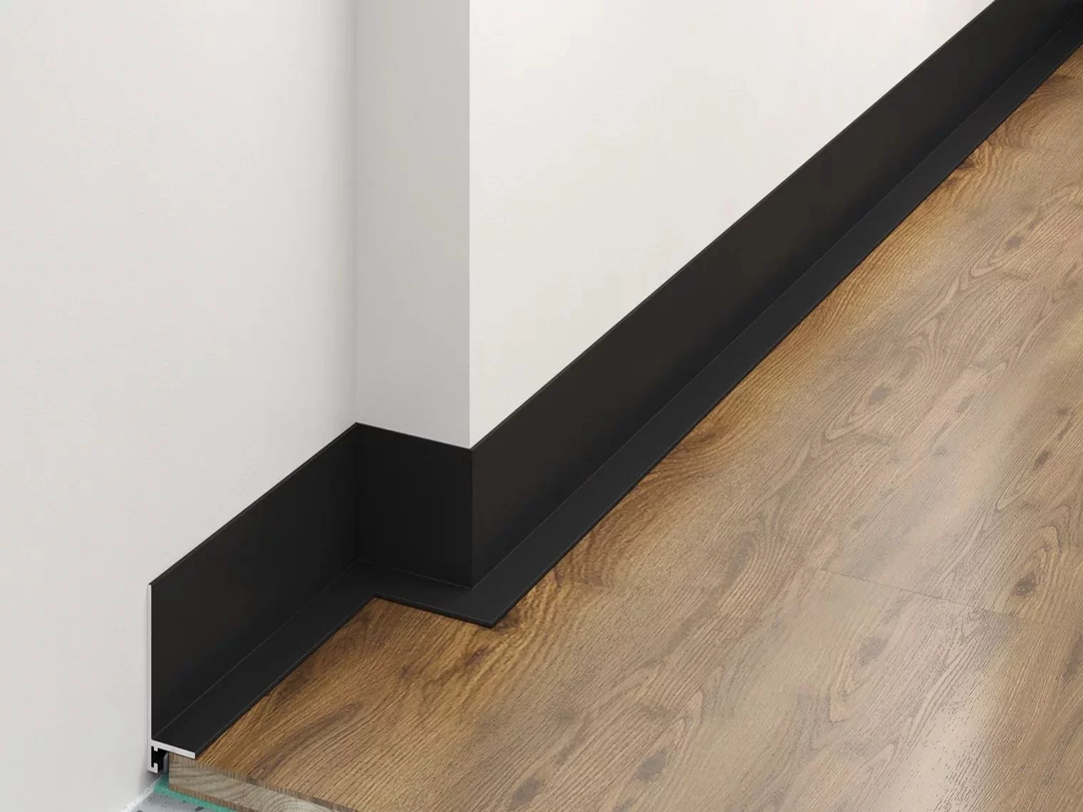 Микроплинтус алюминиевый Laconistiq MICRO L Max Черный RAL 9005 18-21-245 матовый 2450×35,8×16,2