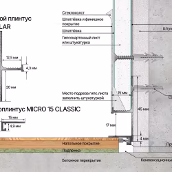 Плинтус алюминиевый теневой Laconistiq Regular Черный муар RAL 9005 31-31-300 3000×45×15