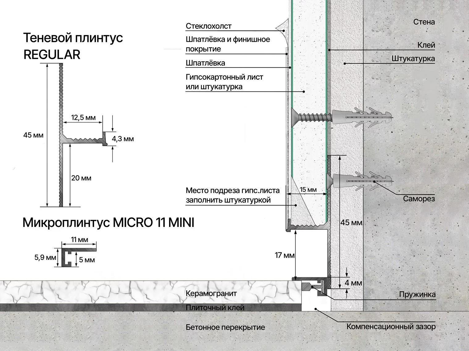 Плинтус алюминиевый теневой Laconistiq Regular 31-100-300 без покрытия 3000×45×15 Плинтус алюминиевый теневой Laconistiq Regular 31-100-300 без покрытия 3000×45×15