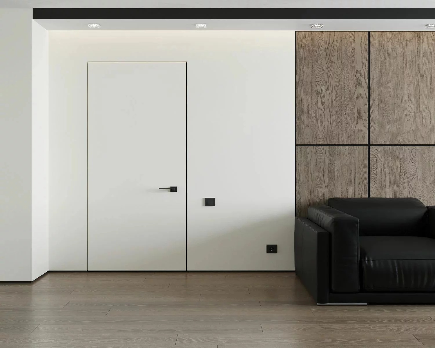 Плинтус алюминиевый теневой Laconistiq Regular Черный муар RAL 9005 31-31-300 3000×45×15 фото в интерьере