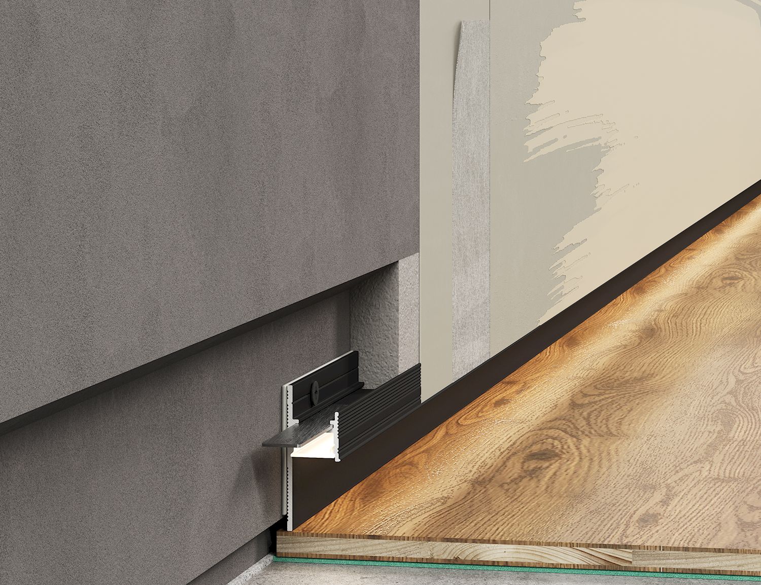 Плинтус алюминиевый теневой с подсветкой Laconistiq Light Черный муар RAL 9005 33-11-300 3000×41,3×15 Плинтус алюминиевый теневой с подсветкой Laconistiq Light Черный муар RAL 9005 33-11-300 3000×41,3×15