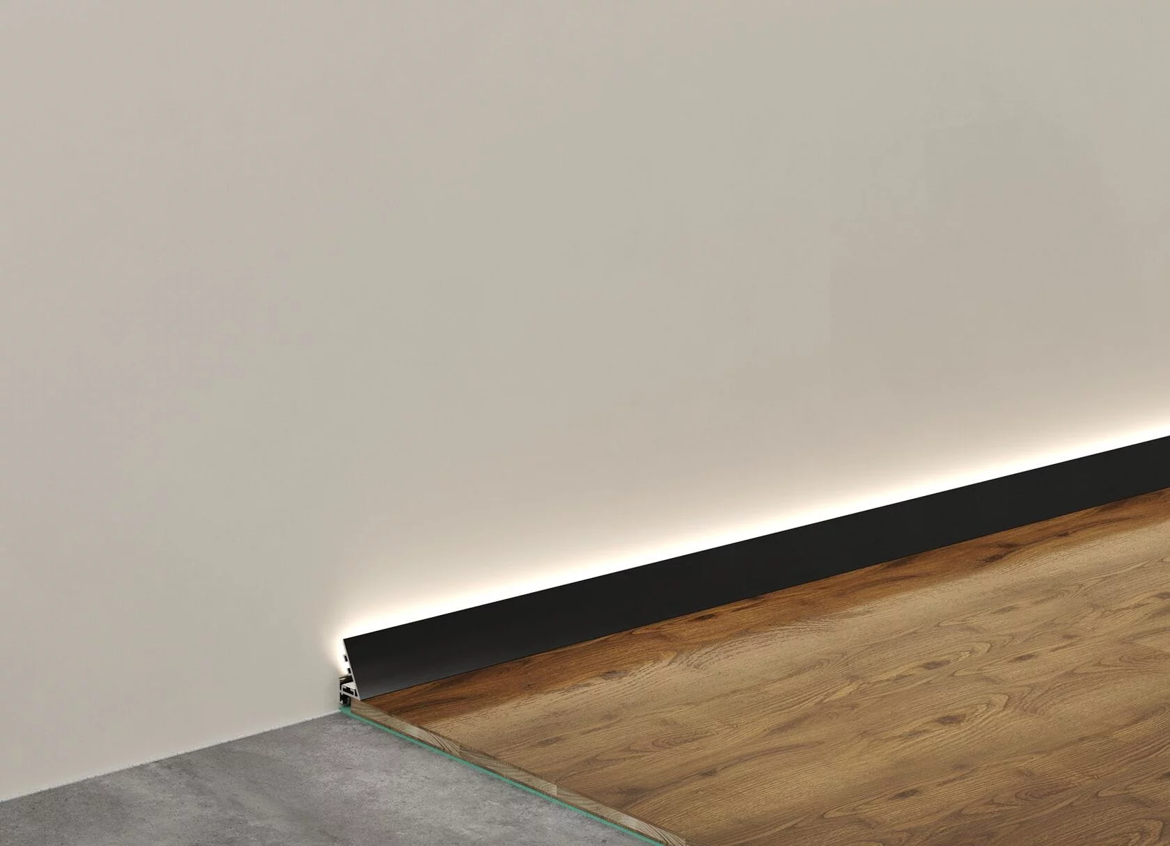 Микроплинтус алюминиевый с подсветкой Laconistiq Light Черный 18-11-245 2450×25×16