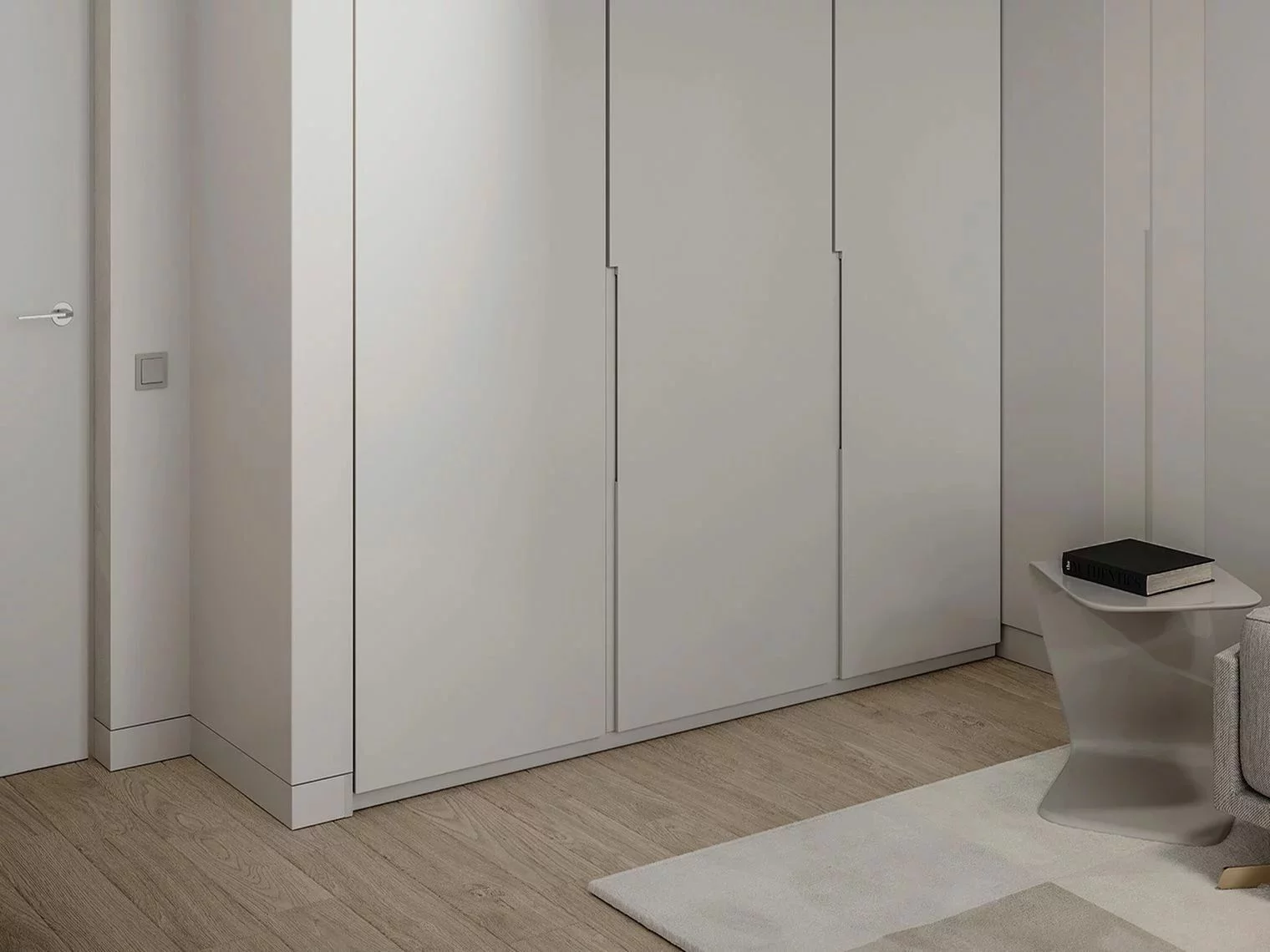 Плинтус алюминиевый скрытый с подсветкой Laconistiq Strong Черный муар RAL 9005 42-31-300 3000×80×13,1 фото в интерьере