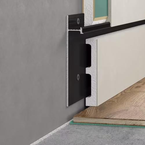 Плинтус алюминиевый скрытый с подсветкой Laconistiq Strong Черный муар RAL 9005 42-31-300 3000×80×13,1