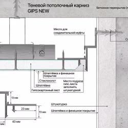 Профиль алюминиевый теневой Laconistiq Gips Regular Черный муар RAL 9005 53-31-300 3000×47,5×43