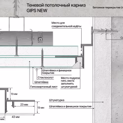 Профиль алюминиевый теневой Laconistiq Gips Regular Черный муар RAL 9005 53-31-300 3000×47,5×43