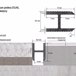 Профиль алюминиевый теневой Laconistiq Dual Черный муар RAL 9005 22-31-300 3000×8,6×12