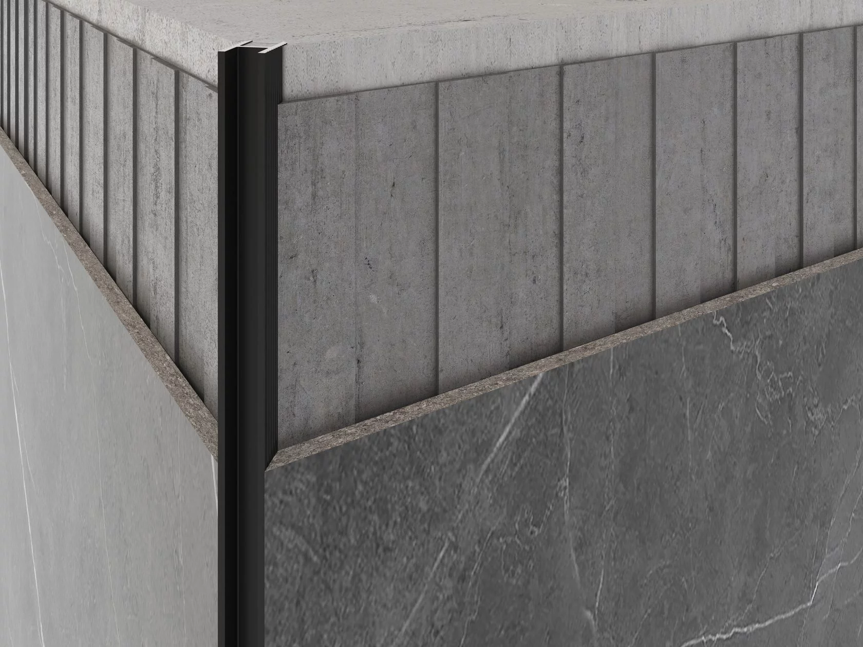 Профиль алюминиевый теневой Laconistiq Dual Черный муар RAL 9005 22-31-300 3000×8,6×12