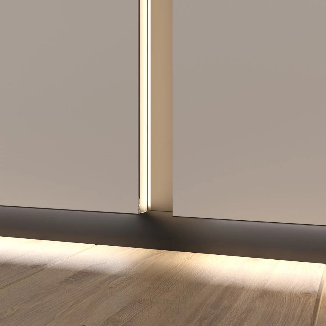 Профиль алюминиевый теневой с подсветкой Laconistiq Light Черный 23-11-300 3000×45,7×15,45 фото в интерьере