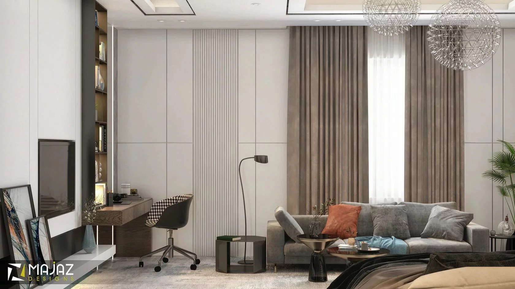 Профиль алюминиевый теневой Laconistiq Classic Черный муар RAL 9005 21-31-300 3000×37×10,7 фото в интерьере