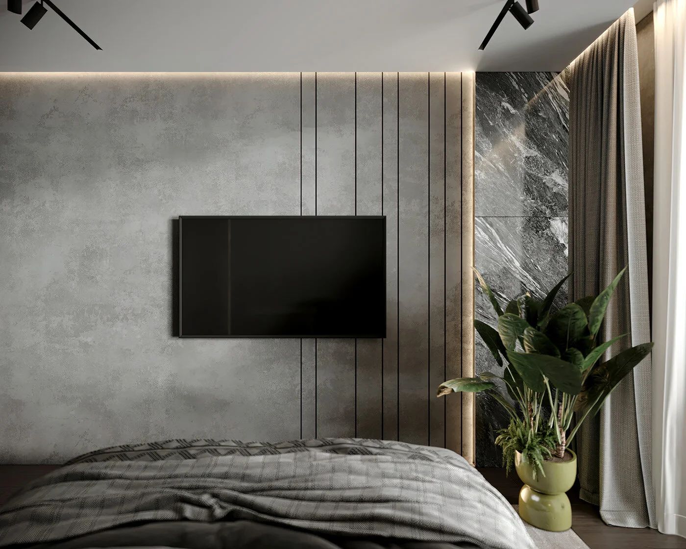 Профиль алюминиевый теневой Laconistiq Classic Черный муар RAL 9005 21-31-300 3000×37×10,7 фото в интерьере