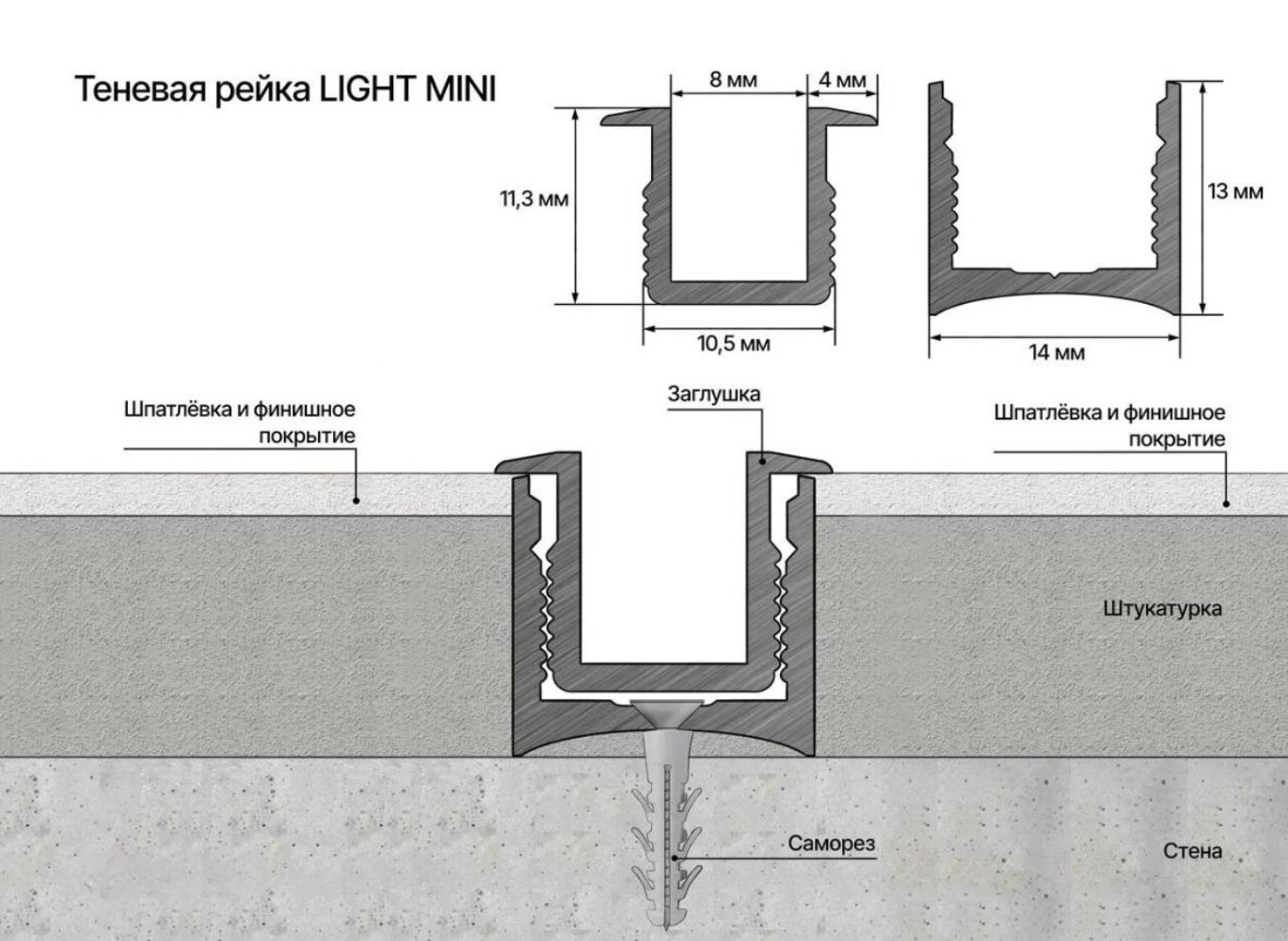 Вставка алюминиевая для теневого профиля Laconistiq Light mini Светлое золото 29/1-15-300 3000×10,5×11,3