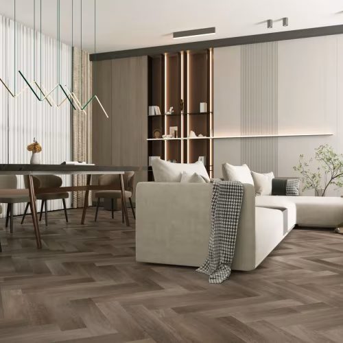 Кварцвиниловый SPC ламинат Home Expert Parquet Дуб Шоколадный 33-3011 венгерская елка 615×123×3,5