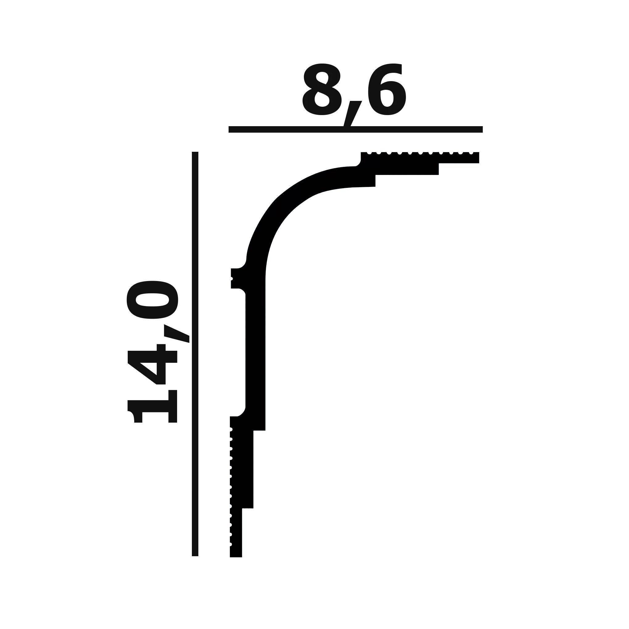 Потолочный плинтус под покраску с подсветкой Перфект Плюс P104 2000×86×140