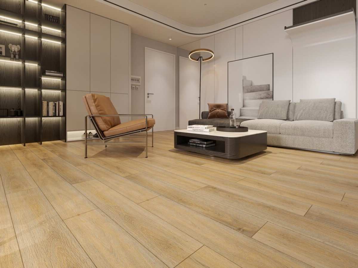 Кварцвиниловый SPC ламинат Evofloor Home Oak Mountain Дуб Горный L-20314 1220×183×4 фото в интерьере