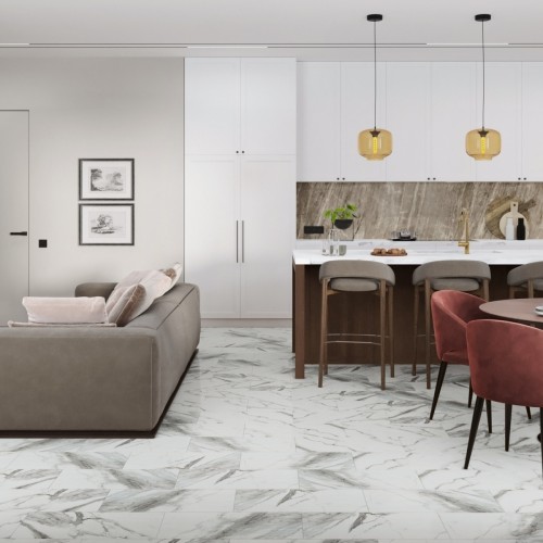 Кварцвиниловый SPC ламинат Damy Floor Ascent Strong Эверест Everest 124-1-ST 610×305×5 фото в интерьере