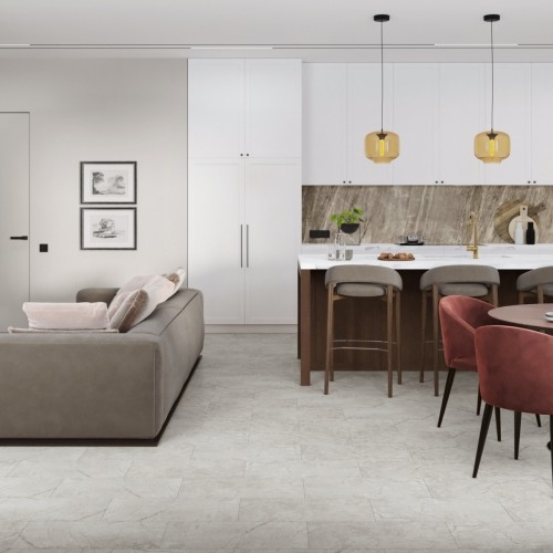 Кварцвиниловый SPC ламинат Damy Floor Ascent Strong Пик Лайла Laila Peak 6210-1-ST 610×305×5 фото в интерьере