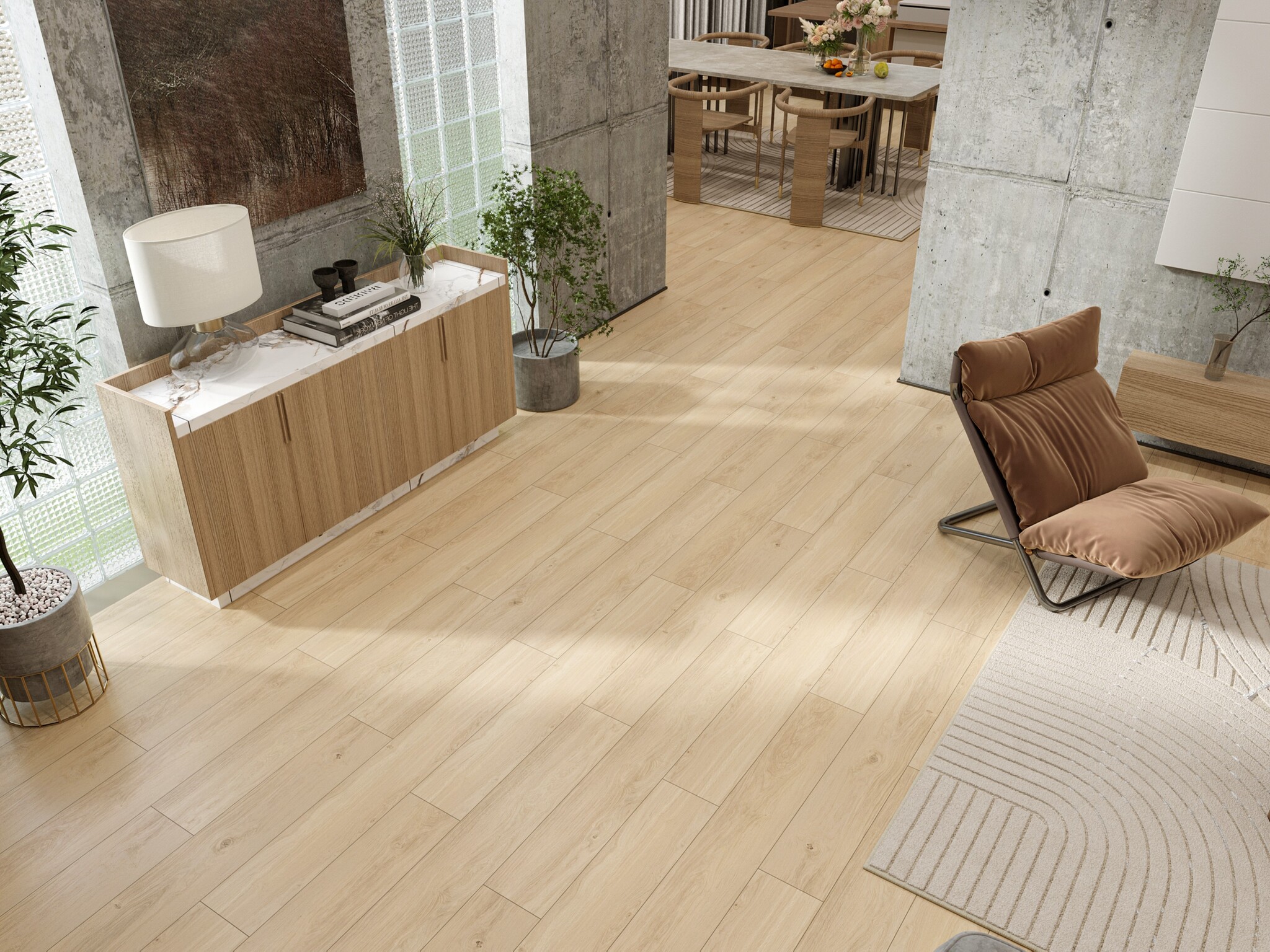 Кварцвиниловый SPC ламинат Evofloor Home Ash Light Ясень Светлый L-20275 1220×183×4 фото в интерьере