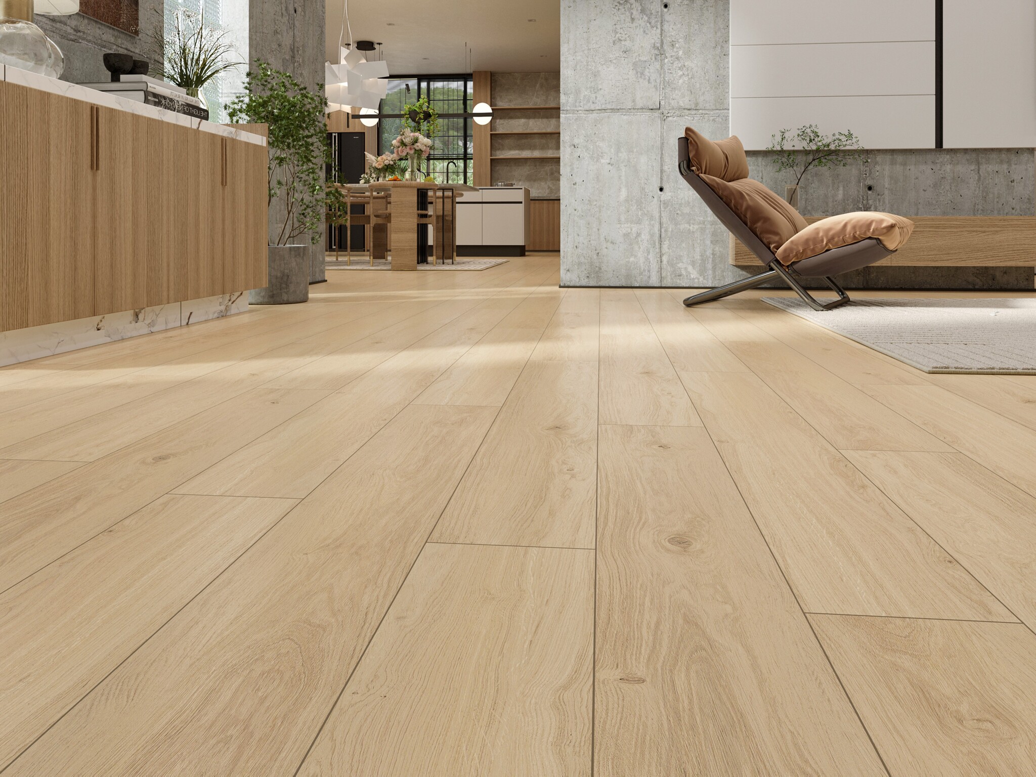 Кварцвиниловый SPC ламинат Evofloor Home Ash Light Ясень Светлый L-20275 1220×183×4 фото в интерьере