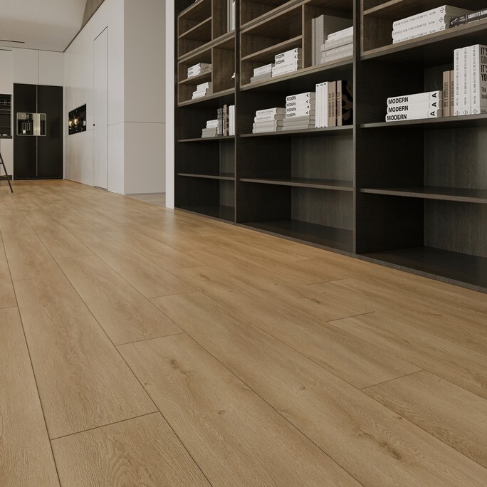 Кварцвиниловый SPC ламинат Evofloor Home Oak Antique Дуб Антик L-20092 1220×183×4 фото в интерьере