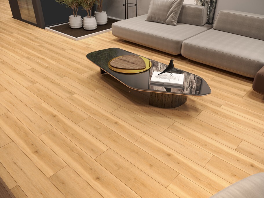 Кварцвиниловый SPC ламинат Evofloor Home Oak Beige Дуб Бежевый L-20993 1220×183×4 фото в интерьере