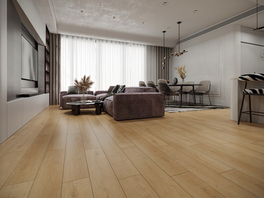 Кварцвиниловый SPC ламинат Evofloor Home Oak Honey Дуб Медовый L-29266 1220×183×4 фото в интерьере