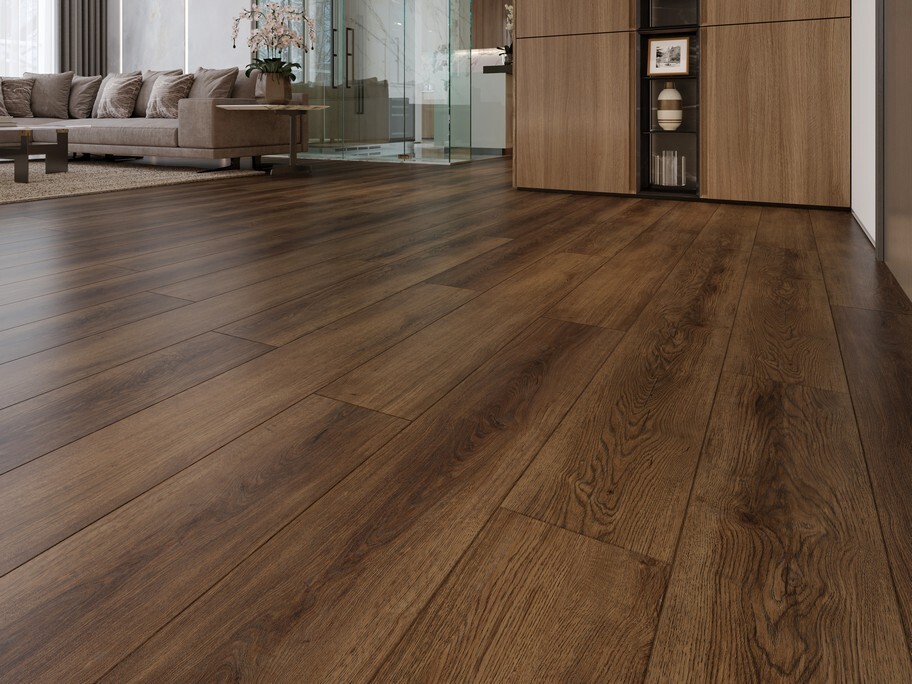 Кварцвиниловый SPC ламинат Evofloor Home Oak Сhocolate Дуб Шоколадный L-20242 1220×183×4 фото в интерьере
