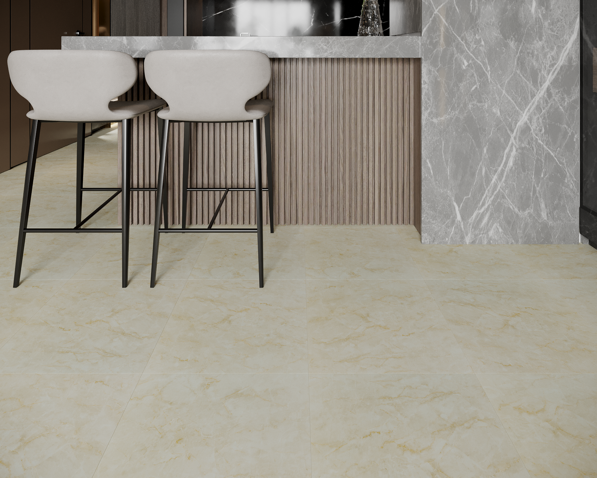 Кварцвиниловая плитка Art East клеевая Art Tile Hit S Оникс Крема 758-ATS 457,2×457,2×2,5 фото в интерьере