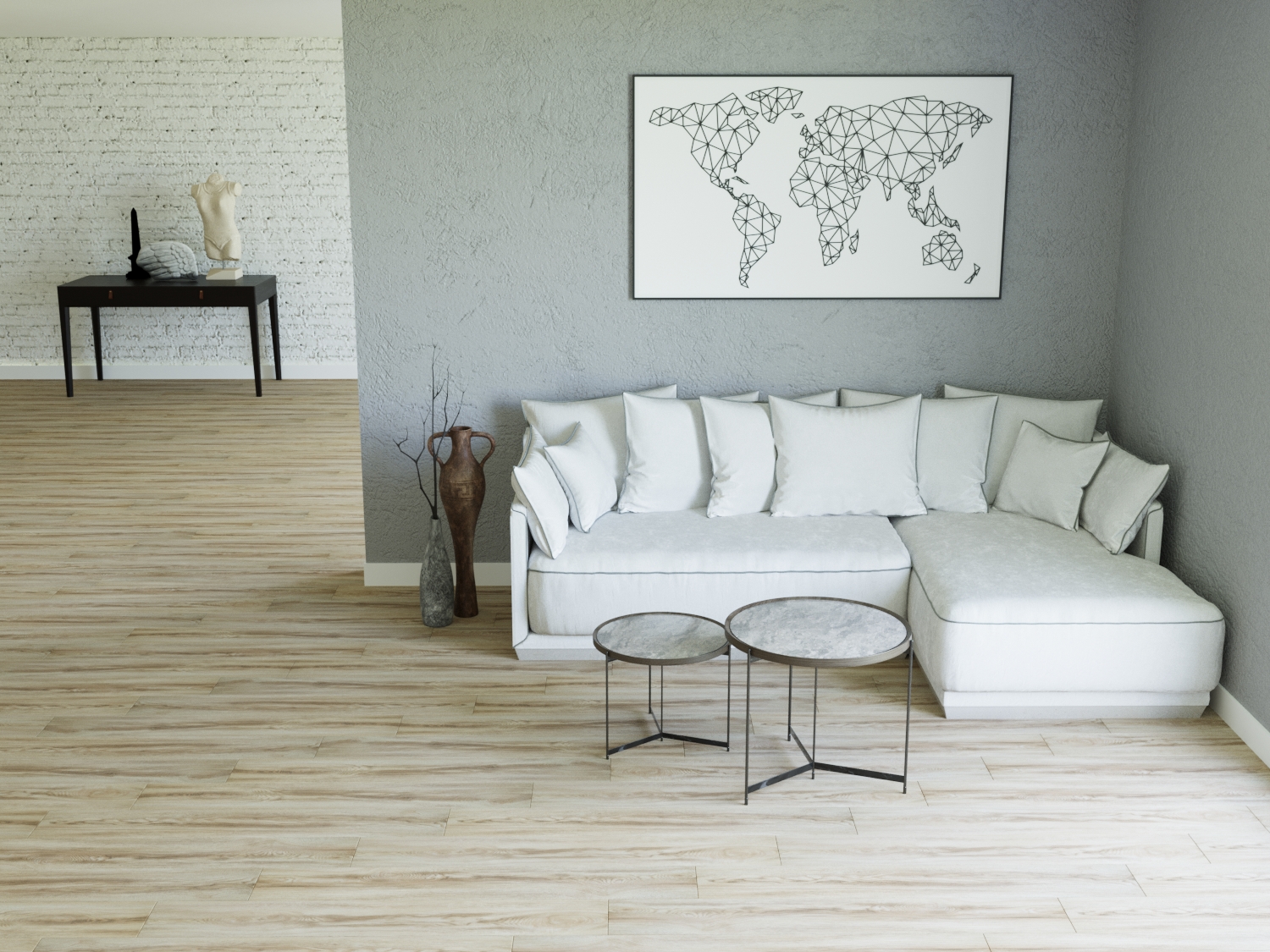 Кварцвиниловый SPC ламинат Art East Art Stone Ясень Соренто 100-ASP 1220×183×6 фото в интерьере