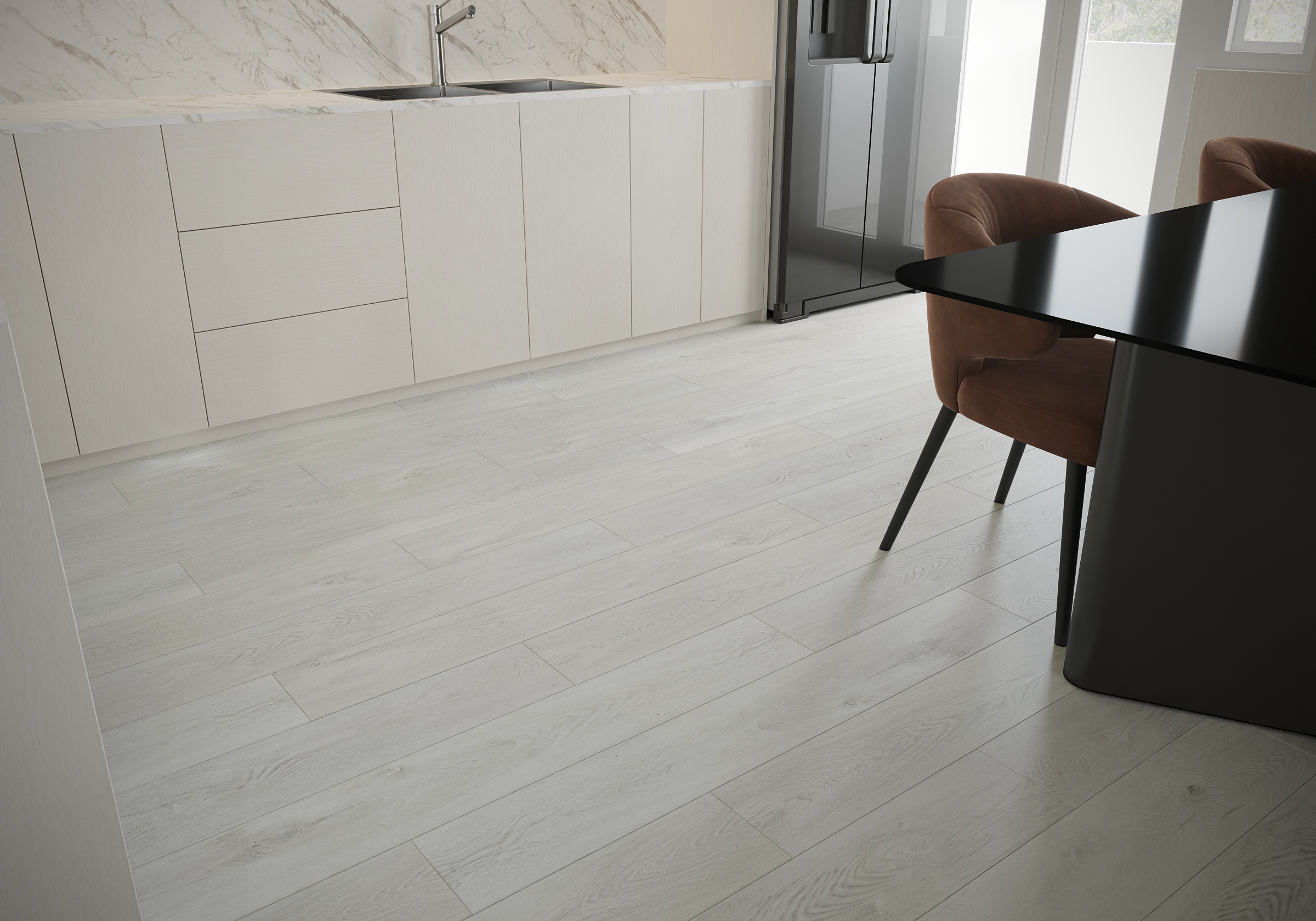 Кварцвиниловый SPC ламинат Art East Art Stone Дуб Эдинбург 102-ASP 1220×181×6 фото в интерьере