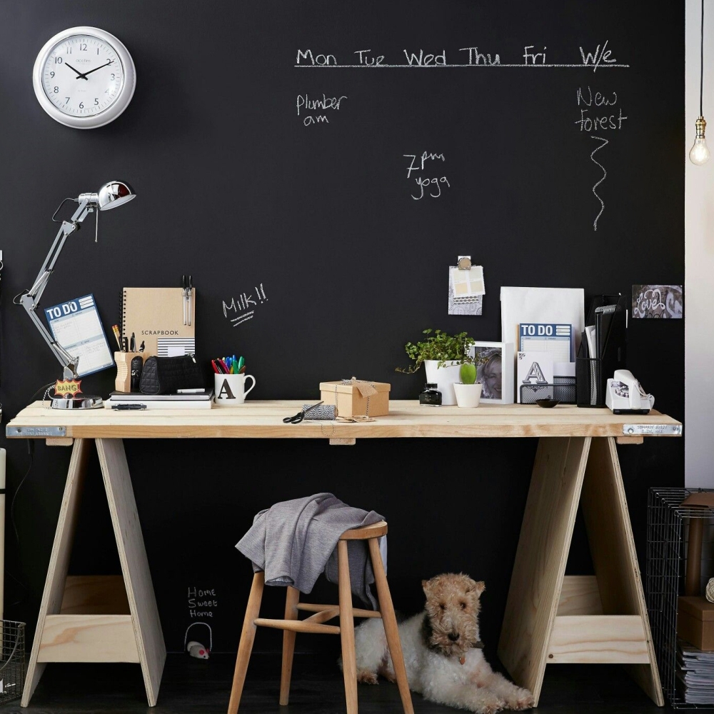 Краска с эффектом грифельной доски DecorAccents Chalkboard Black Черный 990110 1 л фото в интерьере