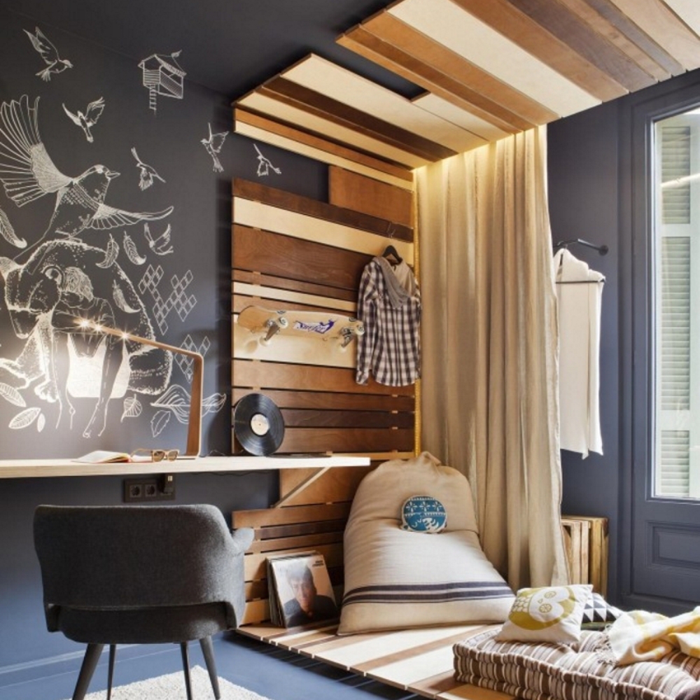 Краска с эффектом грифельной доски DecorAccents Chalkboard Graphite Графит 990150 1 л фото в интерьере