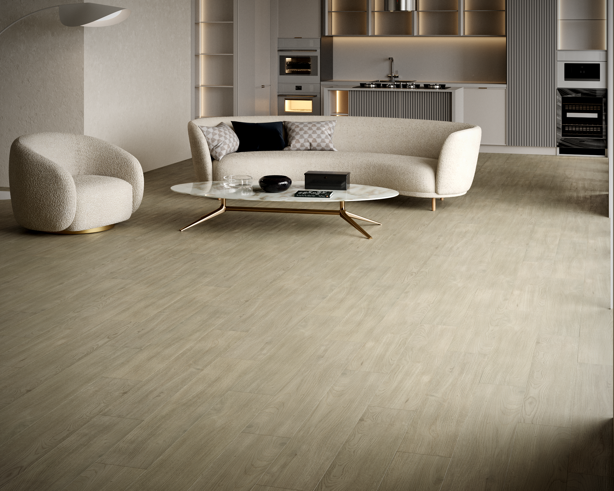 Кварцвиниловый SPC ламинат Art East Art Stone Airy Дуб Дублин 20-ASAF 920×150×4 фото в интерьере