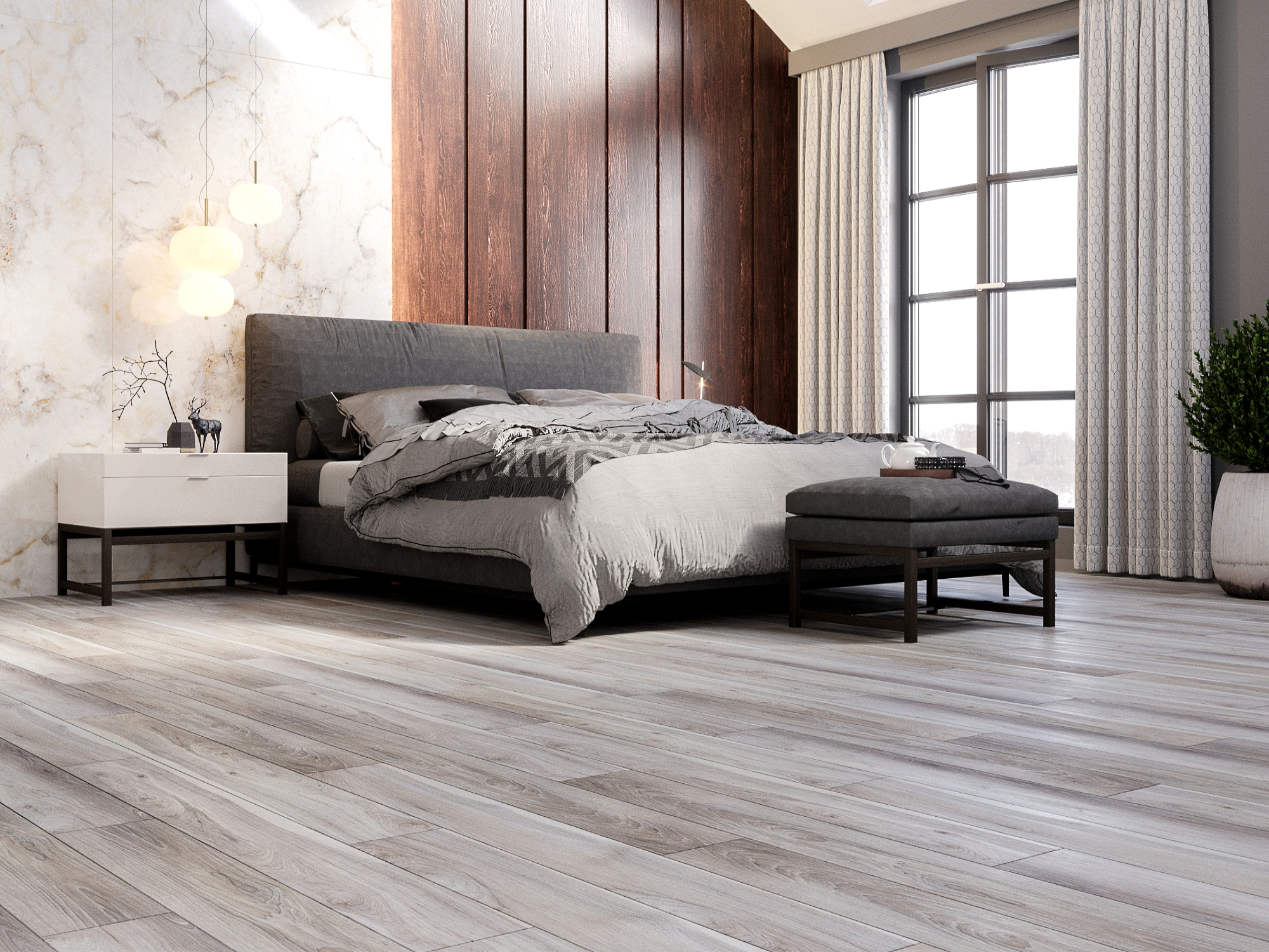 Кварцвиниловый SPC ламинат Art East Art Stone Narrow Тис Юге 128-ASL 1220×152×5 фото в интерьере