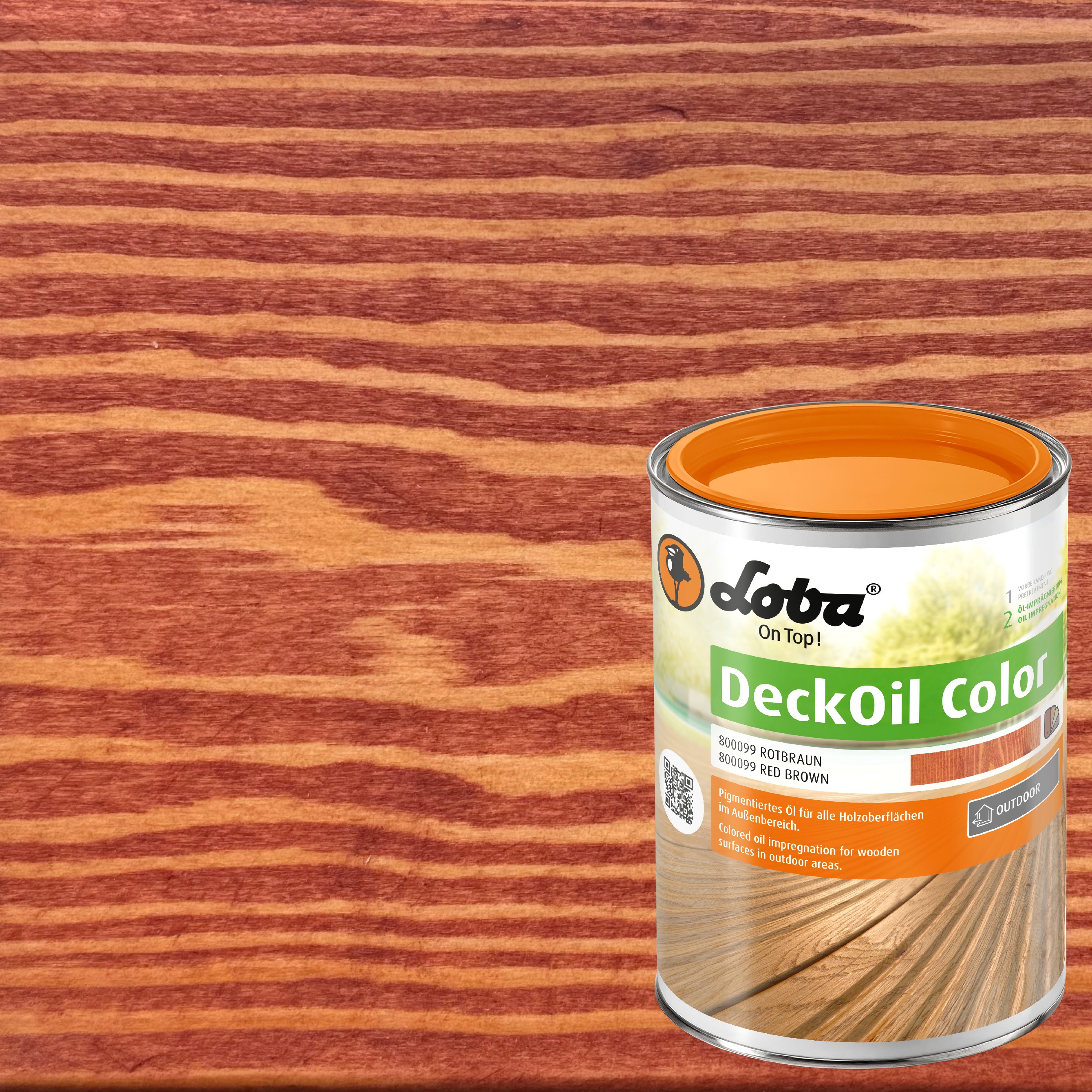Масло для террас Loba Deck Oil Color 10616 цвет 800099 Red Brown Красно-коричневый матовый 2,5 л