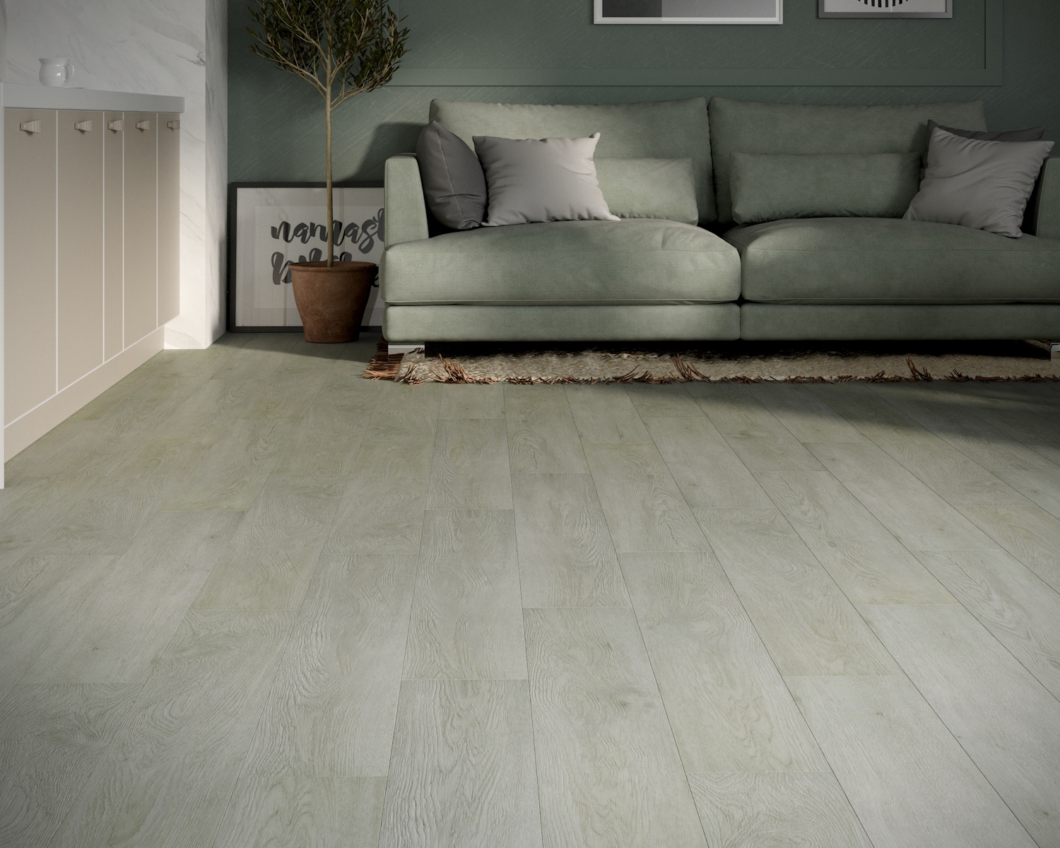 Кварцвиниловый SPC ламинат Art East Art Stone Force Дуб Ювента ASF 50-02 1220×184×5 фото в интерьере