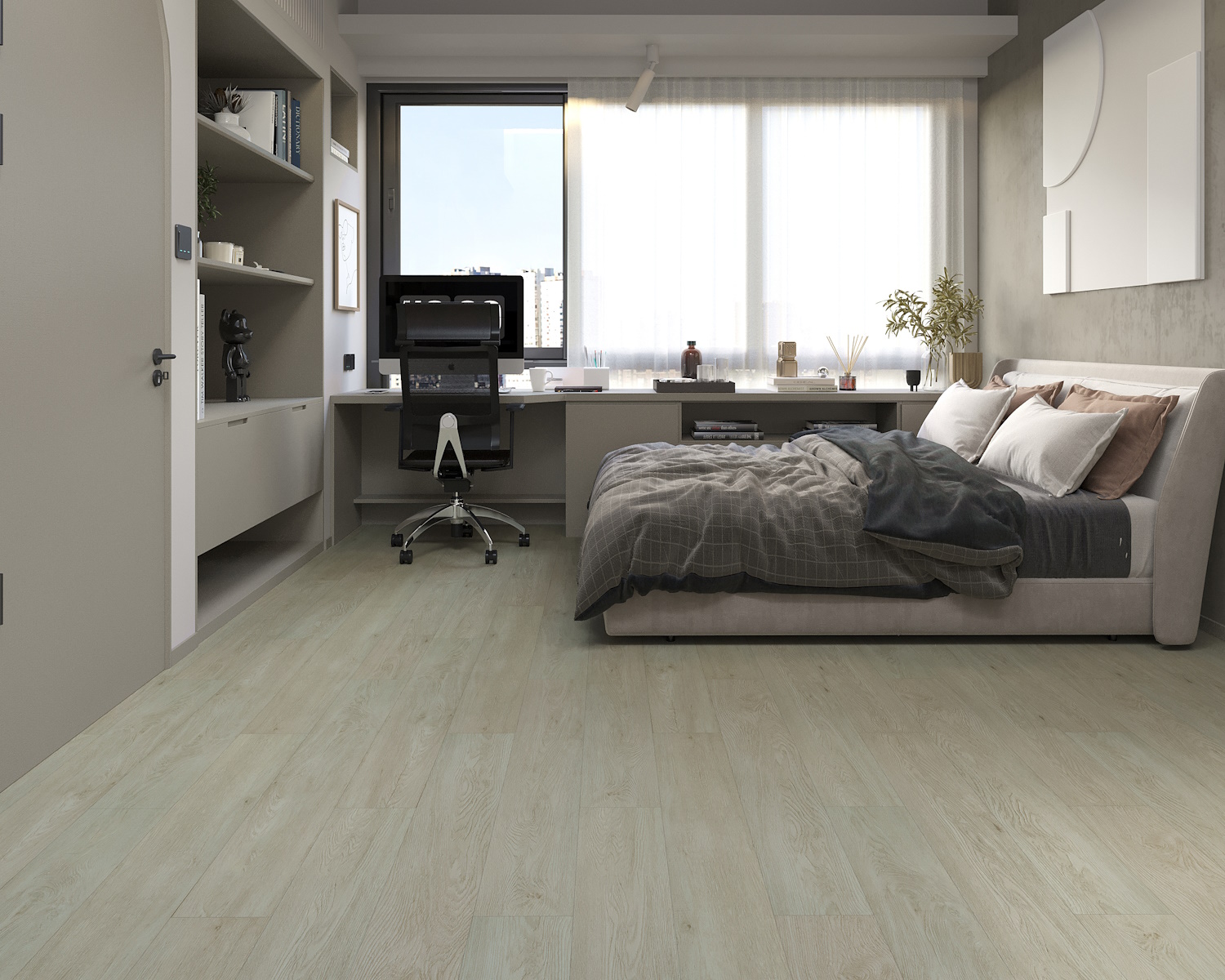 Кварцвиниловый SPC ламинат Art East Art Stone Force Дуб Либер ASF 50-04 1220×184×5 фото в интерьере